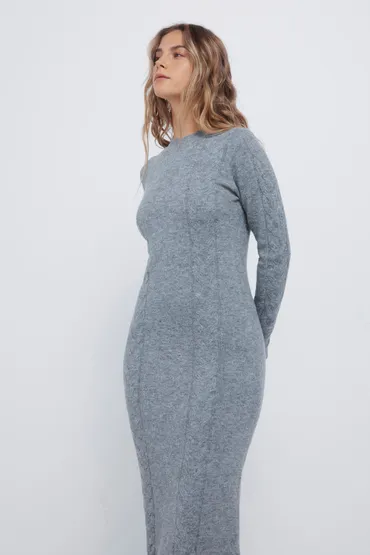 Vestido midi punto cable knit