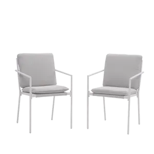 Sedia da giardino con cuscino beige e braccioli Sigma NATERIAL struttura in acciaio, seduta in textilene bianco, set da 2 pezzi