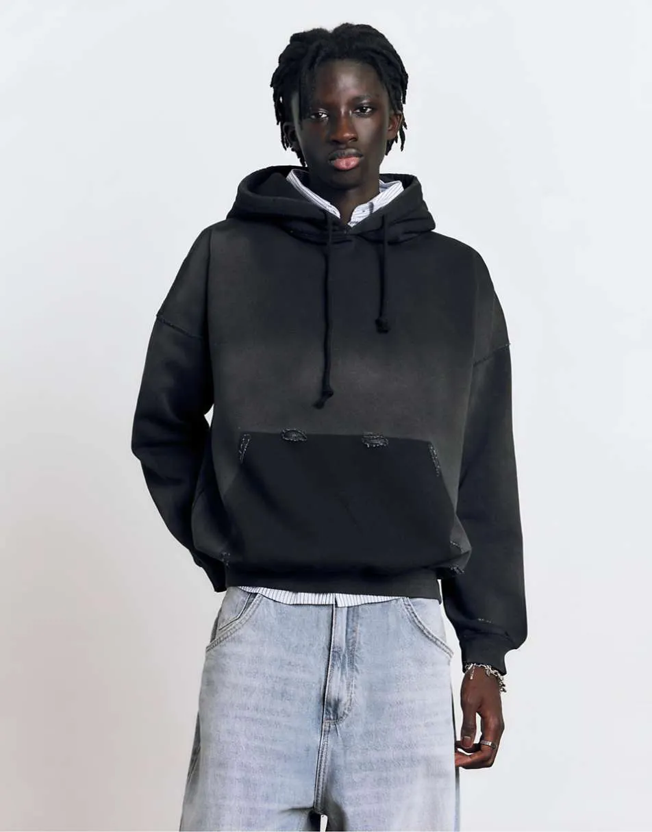 Pull&Bear Faded hoodie in black