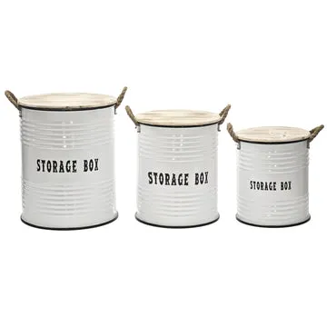 Set 3 Ceste Portabiancheria con Manici Bianco