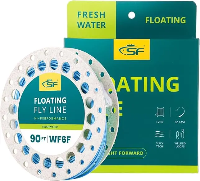 SF Fly Fishing Line with Two Welded Loops Weight Forward Floating Fly Lines Trout 90FT WF2 3 4 5 6 7 8 9F Multi-Color Freshwater