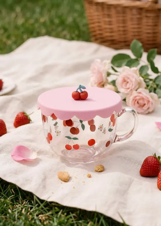 Cherry mug with silicone lid - 400 ml