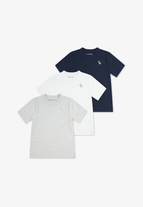 TEE 3 PACK - T-shirts - dunkelblau/beige/weiß