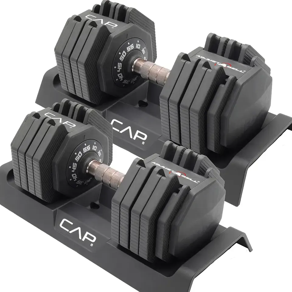 CAP ADJUSTABELL Adjustable Dumbbell Set, Premium Quick Select Adjustable Weights for Strength Training, Singles & Pairs, 25 LB & 55 LB, Hex Dumbbells, Multiple Handle Options