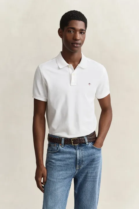 Klassisk piquéskjorte i slim fit