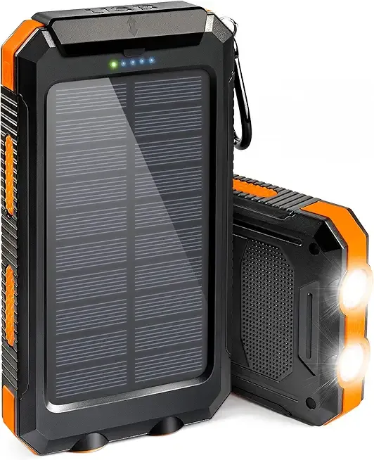 Solar Charger, 38800mAh Portable Type-C Solar Power Bank for All Cellphones, Waterproof Battery Pack, Outdoor External Backup Power Charger Three Outputs/LED Flashlights, Perfect for Camping Travel