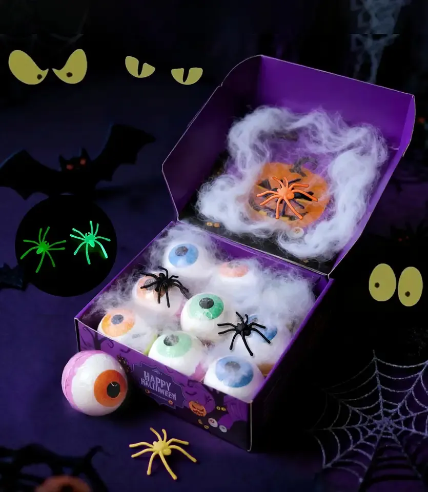 Bath Bomb Spider Light up Bath Toy Spooky Basket Stuffers for Kid Boys Girls Ages 3+ Bubble Fall Shower Steamers Bathroom