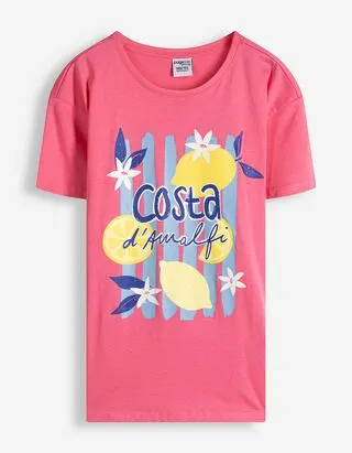 T-shirt - Stampa glitterata - rosa fucsia