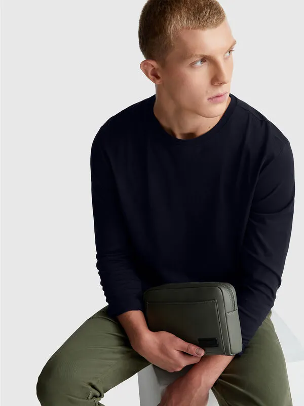 Long sleeve pure cotton t-shirt