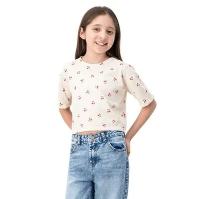 Playera Fantastic Niña Manga 3/4 De Cerezas