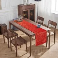 Jacquard-Tischläufer mit Goldeffekt - Rot/Gold