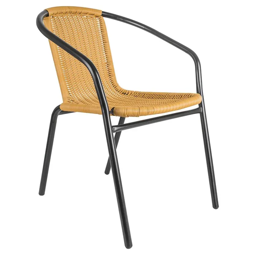 Silla de Poliratán/Aluminio Apilable Amarillo