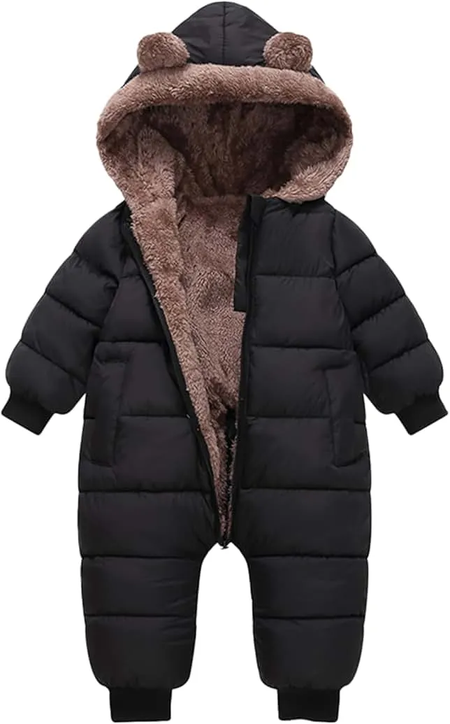 AiWMGL Baby Boys Girls Snowsuit Winter Clothes Suit Hooded Jumpsuit Romper Bear Outfit Infant Warm Coat Outwear Overcoat