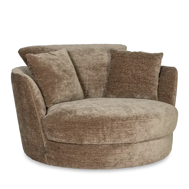 Draaifauteuil Alice - rond 130cm - stof Carson Bruin