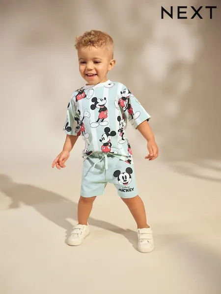 Sage Green Mickey Mouse T-Shirt and Shorts Set (3mths-8yrs)
