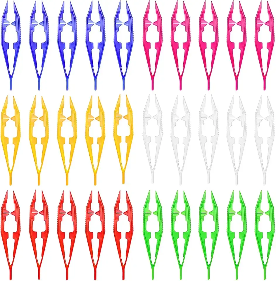 ZIQON 30PCS Plastic Tweezers Beads Tweezers for Dried Flowers Handmade Bead Tweezer Plastic Forceps Craft Tweezer for DIY Bead Jewelry Making Beading Project (30)