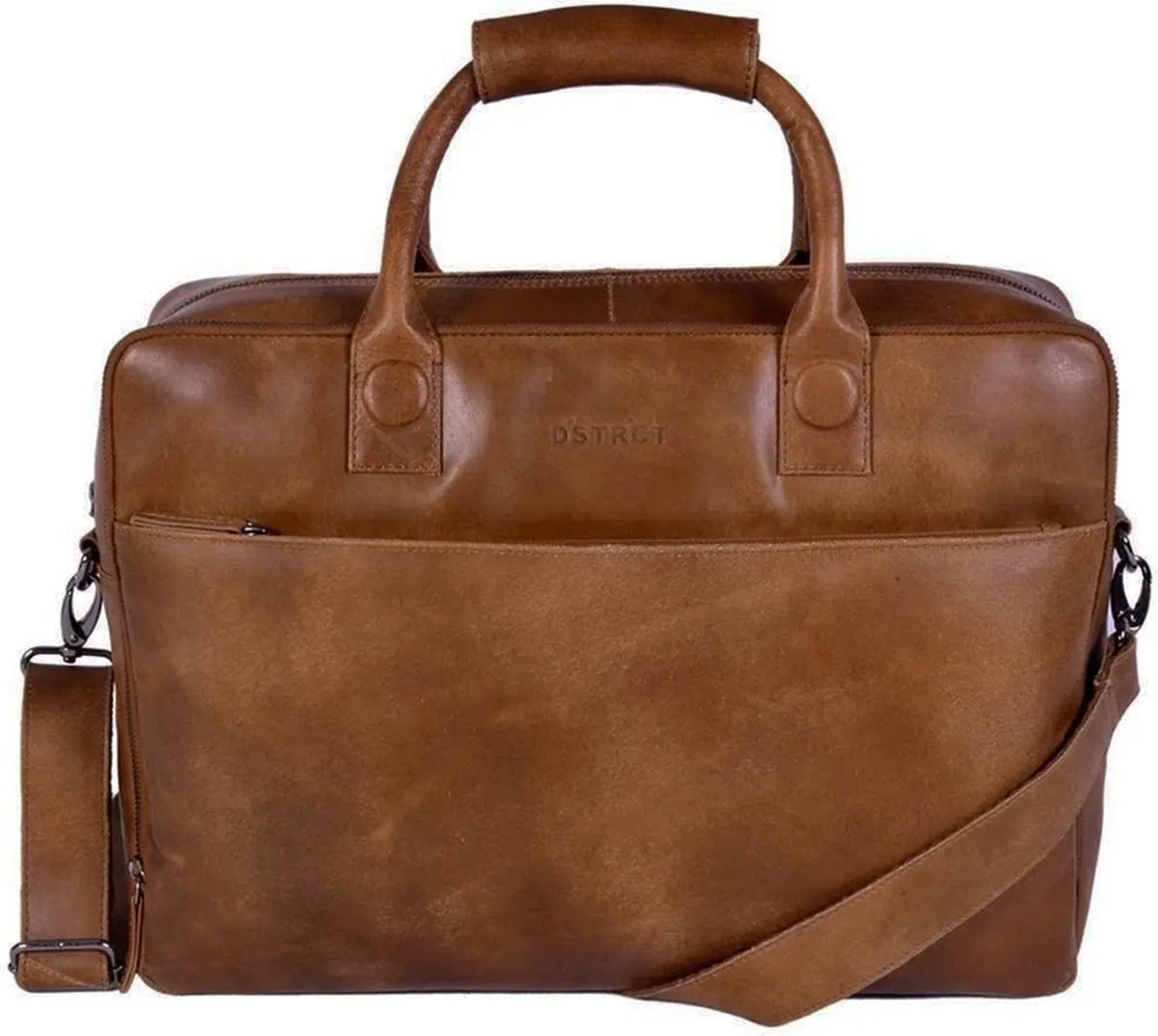 DSTRCT Fletcher Street Business Laptoptas 17.3 inch + Sleutelhanger cognac schoudertas heren