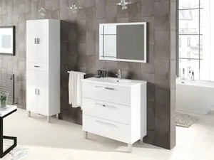 Mueble de baño con lavabo y espejo Athena blanco brillante 80x45 cm