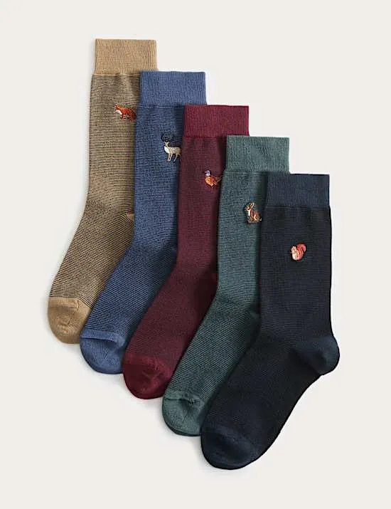 5er-Pack Cool & Fresh™ Socken mit Waldmotiv