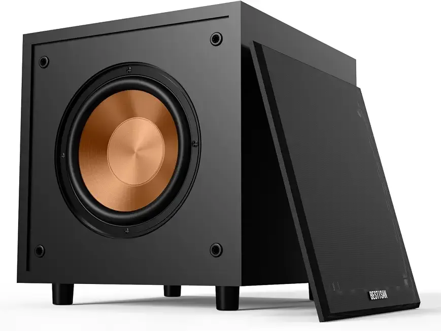 BESTISAN 6.5" Powered Subwoofer 100W Peak, Class-D DSP, 35Hz Deep Bass