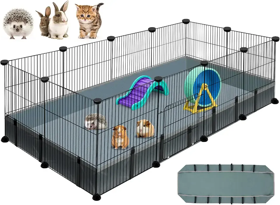 12 Panels Small Animal Playpen, 48" x 24" x 16" Guinea Pigs Cages
