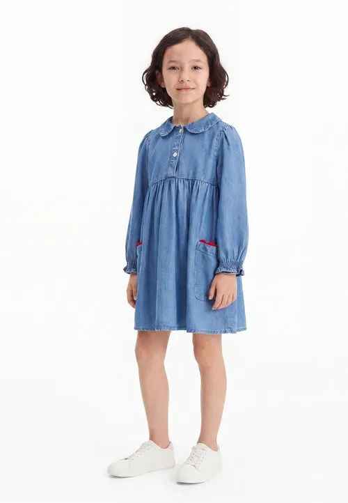 ROUNDED COLLAR - Dongerikjole - light-blue denim