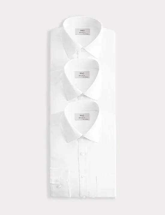 3 Pack Regular Fit Easy Iron Long Sleeve Shirts