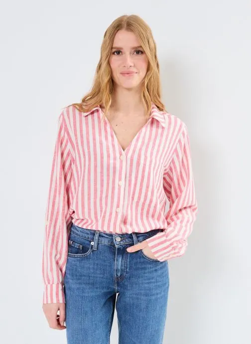 Lange mouw overhemden CHEMISE-LIN rayures dames rood