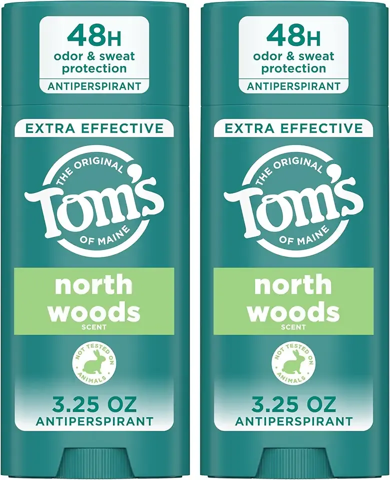 Tom’s of Maine North Woods Antiperspirant Deodorant for Men and Women, 48 HR Odor & Sweat Protection, Patchouli and Lavender Scent, 3.25 oz, 2-Pack