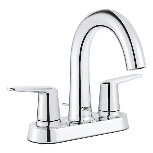 GROHE Veletto 4 in.​ Centerset 2-​Handle High-​Spout Bathroom Faucet in StarLight Chrome