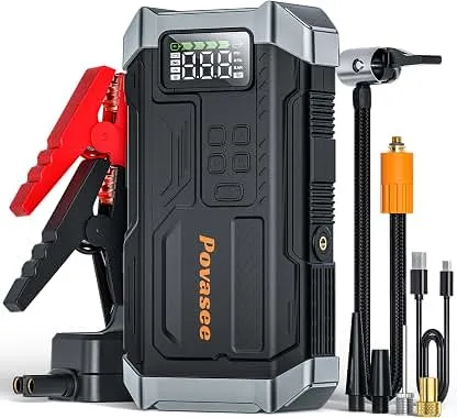 [2026NEW Model] 5000A Jump Starter with Air Compressor,Car Jumper Starter Portable with 150PSI Tire Inflator 12V Jump Box with LCD Display,Flashlight,Storage Case (Up 9L Gas/8L Diesel Engine [2026NEW Model] 5000A Jump Starter with Air Compressor,C…