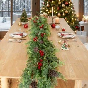 Corona navideña de pino de 1,8 metros, enredaderas navideñas, corona artificial de piñas, decoración para el hogar, apta para chimeneas.