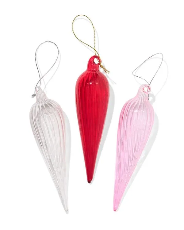 kerstballen set 14.5cm glas druppel - 3 stuks