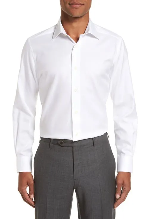 David Donahue Trim Fit Royal Oxford Dress Shirt