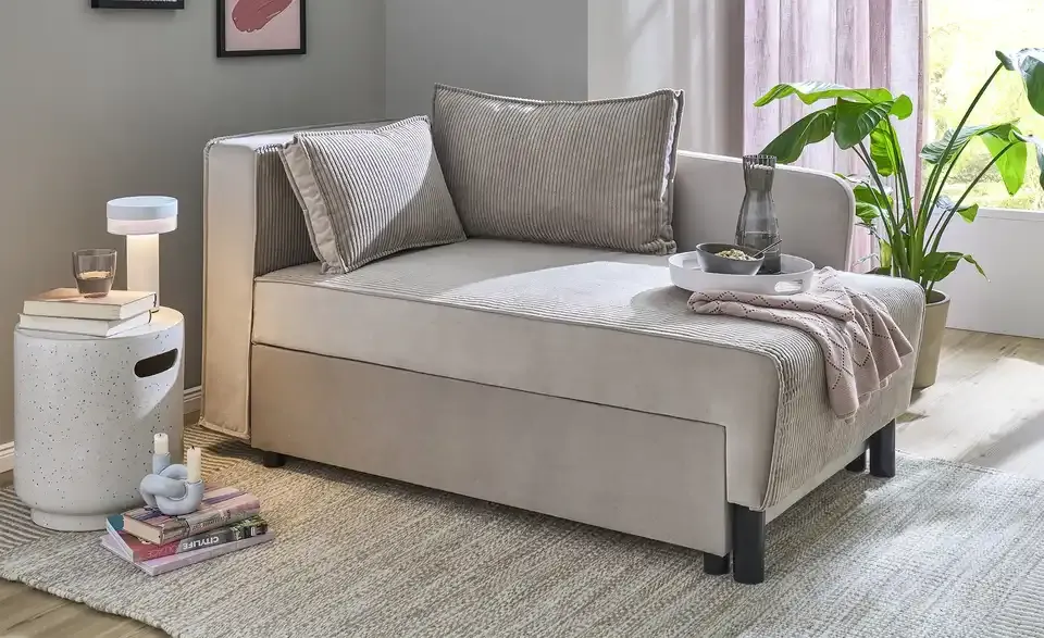 Recamiere Romaja BHT 148|75|85 cm, Cordstoff