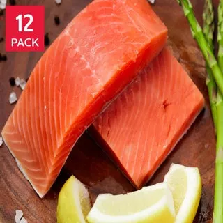 Northwest Red King Salmon Portions, 12 Total Count, 1 Case Totaling 6 Lbs.