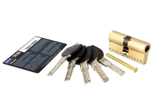 Bombín para cerradura TESA Tk100 de 30 x 30 mm latonado, Alta seguridad