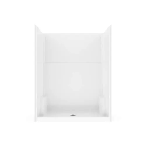 Icon 60W x 36L in. AcrylX™ Alcove Center Drain One-Piece Shower in White