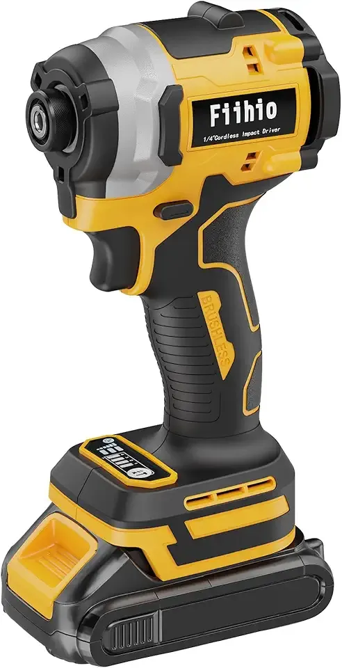 Cordless Impact Driver Compatible with Dewalt 20V /60V Max Battery, 1/4" Hex Chuck Power Impact Driver with 2500 In-lbs, 4 Available Speed, Auto Stop & LED Light (No Battery), Yellow