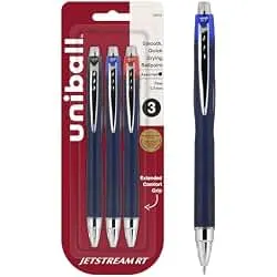 uniball™ Jetstream RT Ballpoint Pens, Black, Blue & Red Ink, 3 Count | 0.7mm Fine Point, Retractable, Smooth Writing, Quick-Drying, Smear-Resistant, uni Super Ink™