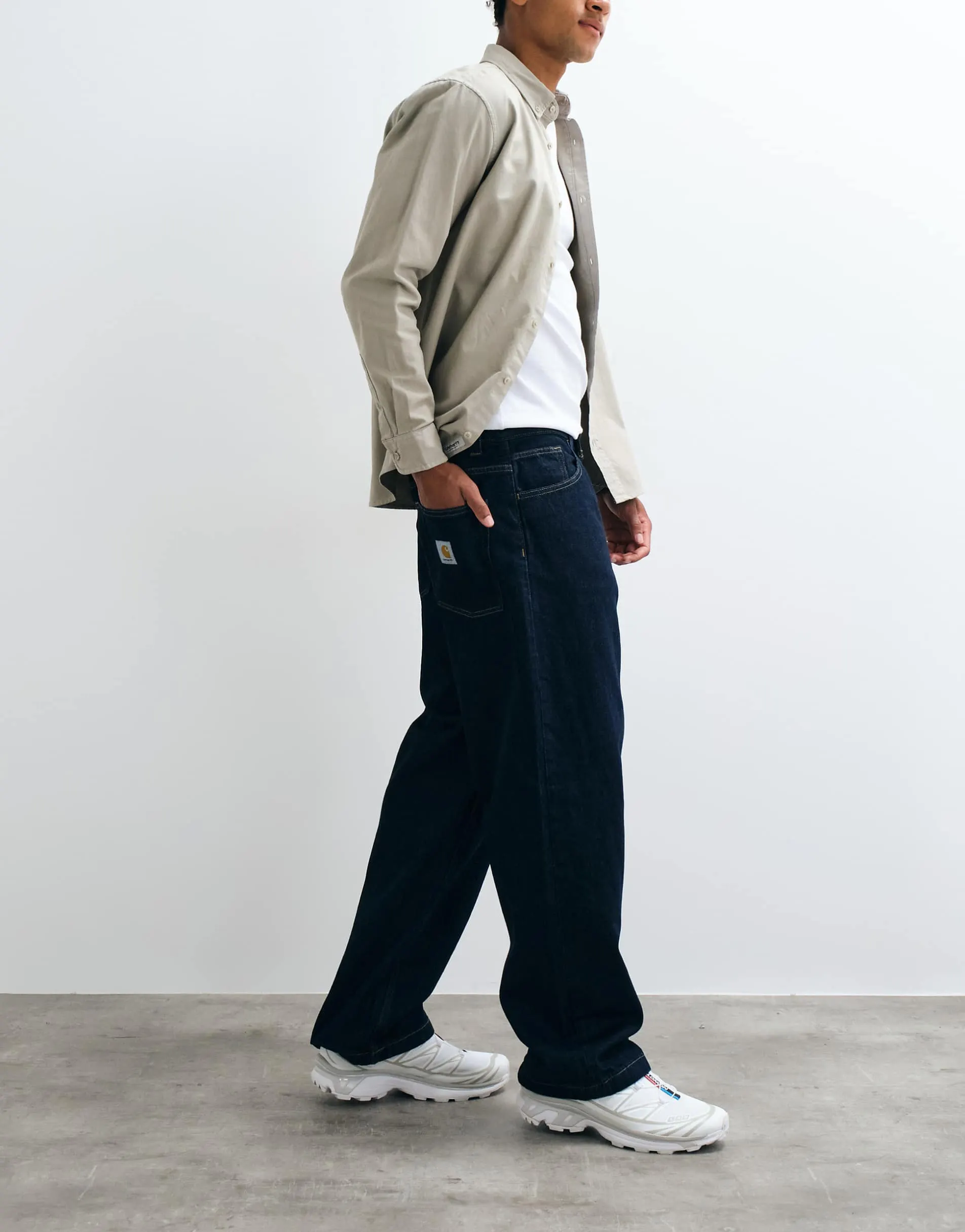 Carhartt WIP Brandon baggy loose straight fit jeans in blue rinse