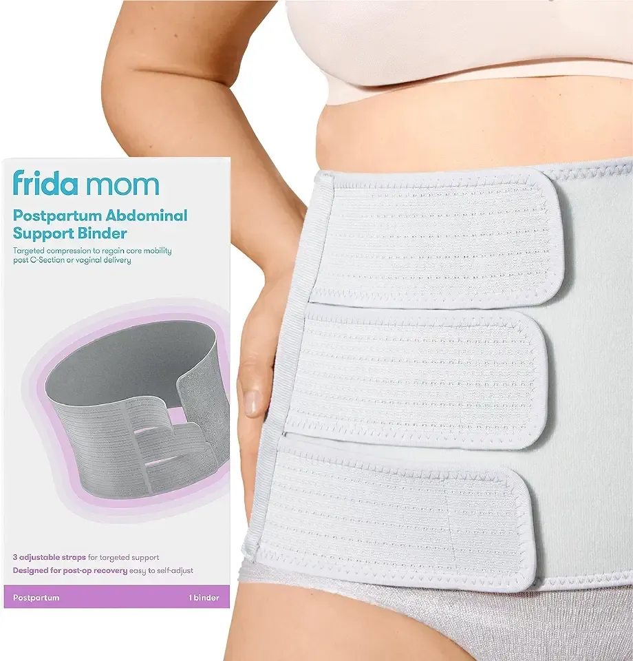 Frida Mom Belly Binder, Postpartum Essentials for Natural and C-Section Recovery, Adjustable Compression Wrap, After Birth Brace, Abdominal Band, 9" High