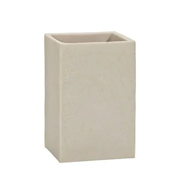Bicchiere Porta Spazzolini Effetto Materico Beige