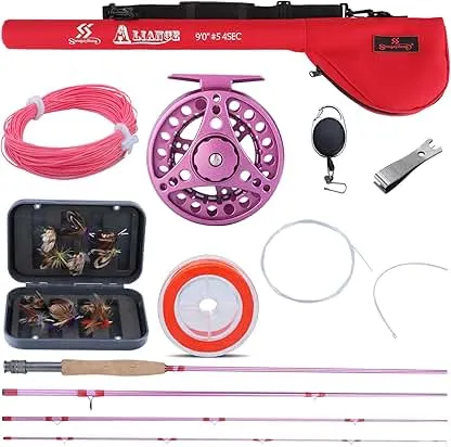 Sougayilang Fly Fishing Rod Reel Combos with Lightweight Portable Fly Rod and CNC-machined Aluminum Alloy Fly Reel,Fly Fishing Complete Starter Package Sougayilang Fly Fishing Rod Reel Combos with Lightweigh…