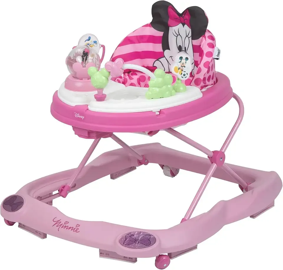 Disney Baby Minnie Mouse Baby Walkers and Activity Center, Pink Glitter Music and Lights Walker