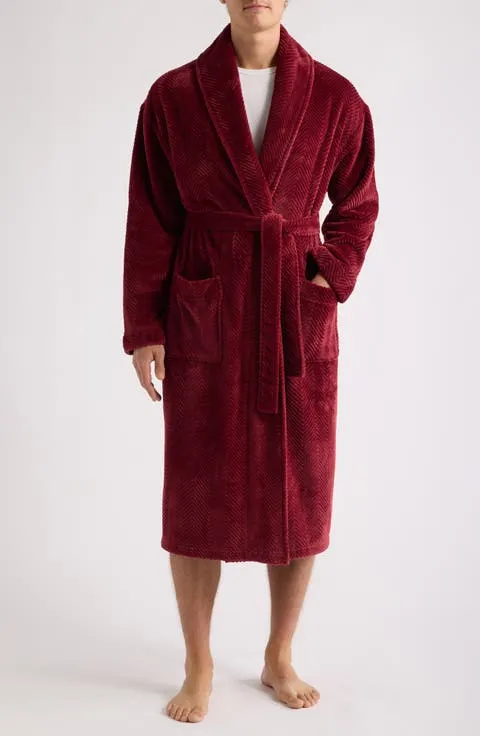 Textured Plush Shawl Robe