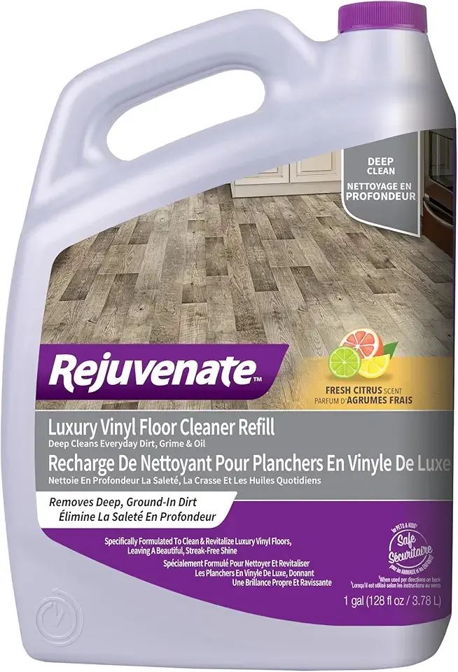Rejuvenate Luxury Vinyl Floor Cleaner Refill, 1 Gallon, Gently Cleans and Revitalizes Luxury Vinyl Floors