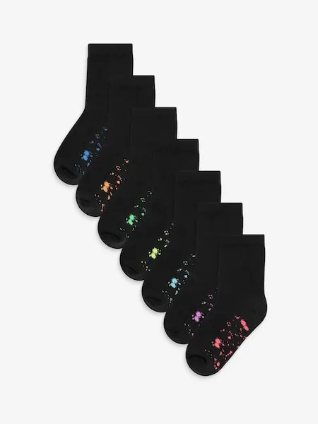 Black Football Cotton Rich Cushioned Socks 7 Pack