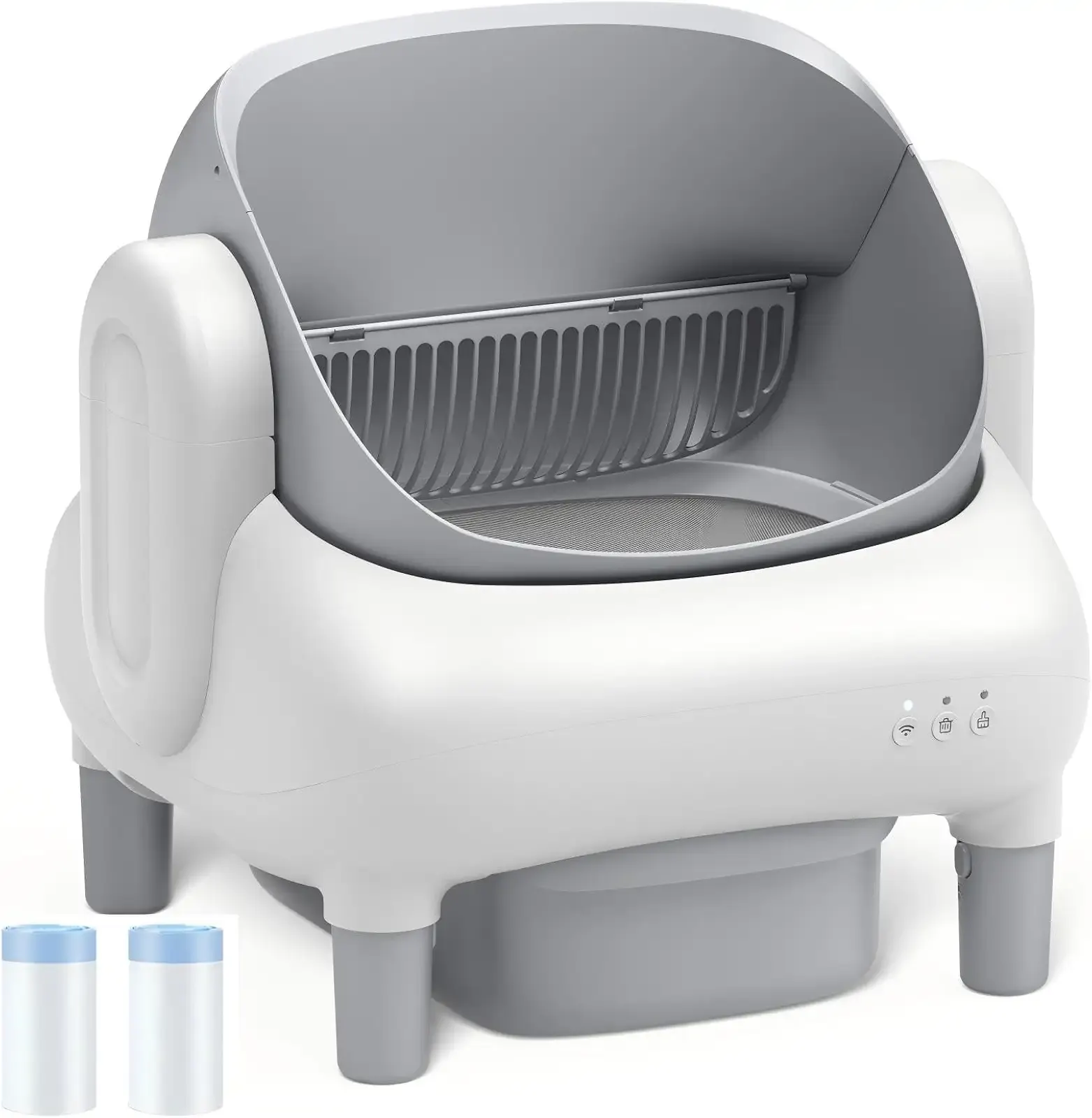 Automatic Cat Litter Box, Open-Top, App Control, 40 Waste Bags | Dual Safety Sensors Protect Cats 2.4G Smart APP & Quiet Motor Auto-Clean Easy Install Washable Parts