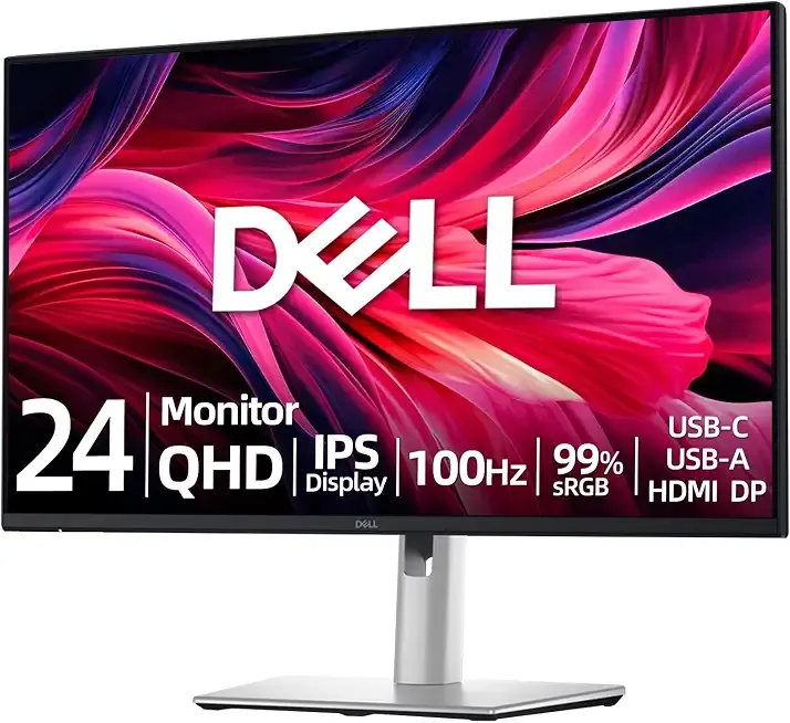 P Series 24" Computer Monitor, QHD (2560 x 1440) IPS Display, 100Hz Refresh Rate, 99% sRGB, Pop-Out USB-C & USB-A Quick Access Ports, HDMI & DP, Height/Tilt/Swivel/Pivot Adjustable Stand